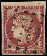 EMISSION DE 1849 -  6     1f. Carmin, Obl. GROS POINTS, TB. C - 1849-1850 Cérès