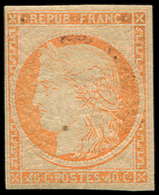 * EMISSION DE 1849 - *    R5h  40c. Orange, REIMPRESSION Avec 4 RETOUCHE, Filet Intact, RR, TB. C - 1849-1850 Cérès