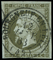 EMPIRE NON DENTELE -  11    1c. Olive, Obl. Càd Central T15 BOURGNEUF En RETZ 1/63, TTB - 1853-1860 Napoléon III
