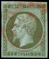 EMPIRE NON DENTELE -  11    1c. Olive, Variété D'impression De POSTES, Obl. Càd ROUGE, TB. C - 1853-1860 Napoléon III