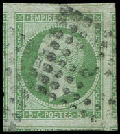 EMPIRE NON DENTELE -  12    5c. Vert, Obl. Los., Marges Exceptionnelles Avec TOUS Les Voisins, TTB - 1853-1860 Napoléon III