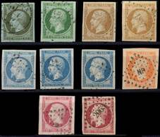 EMPIRE NON DENTELE -  12/17B, La Série De 10 Valeurs (dont T I Et II Et 17A), Exemplaires Choisis, TTB - 1853-1860 Napoléon III