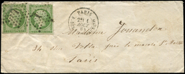 Let EMPIRE NON DENTELE - Let  12    5c. Vert, 2 Ex. Obl. Etoile 7 S. LAC Locale, Càd R. Des Vlles Haudrtes 1/8/64, R Et  - 1853-1860 Napoléon III