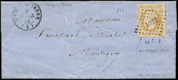 Let EMPIRE NON DENTELE - Let  13Al 10c. Citron, Impression Défectueuse, T I, Obl. PC 1022 S. LAC, Càd CRESSY-S-SERRE 5/3 - 1853-1860 Napoléon III