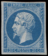 (*) EMPIRE NON DENTELE - (*)  14A  20c. Bleu, T I, TB - 1853-1860 Napoléon III