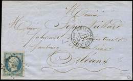 Let EMPIRE NON DENTELE - Let  14A  20c. Bleu Obl. Los. NP S. LAC, Càd BOITE Gare BLOIS Bau AMBt2 12/1/55, RR Et TTB - 1853-1860 Napoléon III