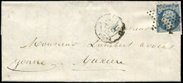 Let EMPIRE NON DENTELE - Let  14A  20c. Bleu, T I, Timbre Largement Coupé S. 3 Côtés Obl. Etoile S. LAC De Paris 21/2/55 - 1853-1860 Napoléon III