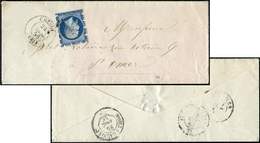 Let EMPIRE NON DENTELE - Let  14A  20c. Bleu, T I, PIQUAGE De CHEROY, Obl. PC S. Env., Càd T15 CHEROY 24/12/56, TB - 1853-1860 Napoléon III