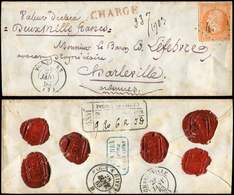 Let EMPIRE NON DENTELE - Let  16   40c. Orange, Obl. GC 4331 S. Env. CHARGE, Càd T15 VOUZIERS 27/1/63, TB - 1853-1860 Napoléon III