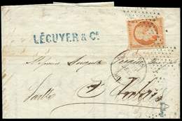 Let EMPIRE NON DENTELE - Let  16   40c. Orange, Obl. ROULETTE D'ETOILES S. LAC, Càd 12 PARIS 12 19/12/53, TB, Cote Maury - 1853-1860 Napoléon III