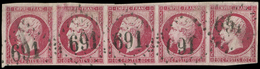 EMPIRE NON DENTELE -  17B  80c. Rose, BANDE De 5 Obl. GC 691, TB - 1853-1860 Napoléon III