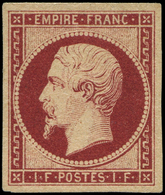 ** EMPIRE NON DENTELE - **   18g   1f. Carmin Foncé, Nuance VELOURS, TTB - 1853-1860 Napoléon III