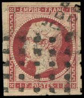 EMPIRE NON DENTELE -  18    1f. Carmin, Obl. GROS POINTS, Restauré, Aspect TB - 1853-1860 Napoléon III