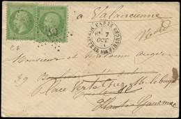 Let EMPIRE DENTELE - Let  20    5c. Vert (2) Obl. Etoile 35 S. Env., Càd MINISTERE Des FINANCES 7/10/71, Tarif 10c. Pour - 1862 Napoléon III