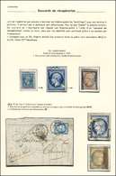 EMPIRE DENTELE -  22   20c. Bleu Et N°60C 25c. Bleu, Les 2 Sur Raccord De Récupération De L'atelier, L'un Obl. GC, L'aut - 1862 Napoléon III