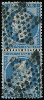 EMPIRE DENTELE -  T22b 20c. Bleu, TETE-BECHE Verticale, Obl. Etoile, Bon Centrage, TTB. C - 1862 Napoléon III