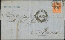 Let EMPIRE DENTELE - Let  23   40c. Orange, Obl. ROUE De CHARRETTE S. LAC De Marseille 1/6/63, Cachet ADMON De CAMBIO BA - 1862 Napoléon III