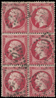 EMPIRE DENTELE -  24   80c. Rose, BLOC De 6 Obl. GC 2240, Un Ex. Défx, TB - 1862 Napoléon III