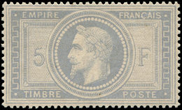 ** EMPIRE LAURE - **   33a   5f. Gris-bleu, Fraîcheur Postale, Superbe - 1863-1870 Napoléon III Lauré