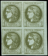 * EMISSION DE BORDEAUX - *    39B   1c. Olive, R II, BLOC De 4 Petit Bdf, TB - 1870 Emission De Bordeaux