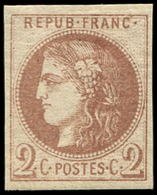 * EMISSION DE BORDEAUX - *    40Aa  2c. Chocolat, R I, Inf. Ch., TTB - 1870 Emission De Bordeaux