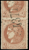 EMISSION DE BORDEAUX -  40B   2c. Brun-rouge, R II, Grand Voisin En Haut, Obl. GC 4277, Superbe - 1870 Emission De Bordeaux