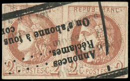 EMISSION DE BORDEAUX -  40B   2c. Brun-rouge, PAIRE Obl. TYPO, TB. M - 1870 Emission De Bordeaux