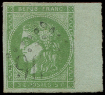 EMISSION DE BORDEAUX -  42B   5c. Vert-jaune, R II, Bdf, Obl. GC Léger, Superbe - 1870 Emission De Bordeaux