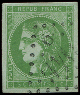 EMISSION DE BORDEAUX -  42B   5c. Vert-jaune, R II, Obl. GC 2146D, TTB. C - 1870 Emission De Bordeaux