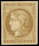 * EMISSION DE BORDEAUX - *    43Ac 10c. Bistre Foncé, R I, TB. C - 1870 Emission De Bordeaux