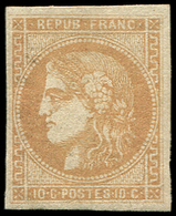 * EMISSION DE BORDEAUX - *    43B  10c. Bistre-jaune, R II, TB. J - 1870 Emission De Bordeaux