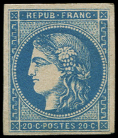 * EMISSION DE BORDEAUX - *    45A  20c. Bleu, T II, R I, TB. J - 1870 Emission De Bordeaux