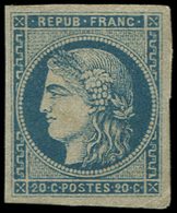 (*) EMISSION DE BORDEAUX - (*)  45Ac 20c. Bleu, T II R I, Impression Fine, R Et TB. C - 1870 Emission De Bordeaux