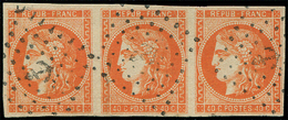 EMISSION DE BORDEAUX -  48   40c. Orange, BANDE De 3 Obl. ANCRE, TTB - 1870 Emission De Bordeaux