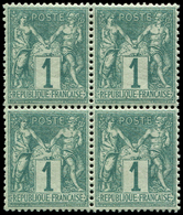 ** TYPE SAGE - **   61    1c. Vert, BLOC De 4 Très Bien Centré, TTB - 1876-1878 Sage (Type I)