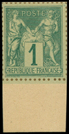 (*) TYPE SAGE - (*)  61    1c. Vert, NON DENTELE Sur Bristol, Dentelure FIGUREE, Bdf, TB - 1876-1878 Sage (Type I)