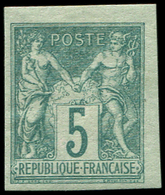 * TYPE SAGE - *    64a   5c. Vert, NON DENTELE, Ch. Un Peu Forte, TB - 1876-1878 Sage (Type I)