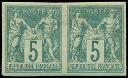 * TYPE SAGE - *    64a   5c. Vert, NON DENTELE, PAIRE, TB. Br - 1876-1878 Sage (Type I)