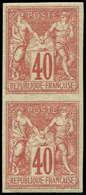 * TYPE SAGE - *    70a  40c. Rouge-orange, NON DENTELE, PAIRE Verticale, TB. Br - 1876-1878 Sage (Type I)