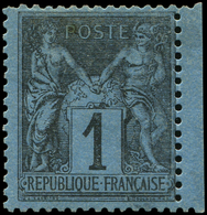 * TYPE SAGE - *    84    1c. Noir Sur BLEU De PRUSSE, Petit Bdf Et Nuance Intense, TB. C Et Br - 1876-1878 Sage (Type I)