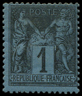 * TYPE SAGE - *    84    1c. Noir Sur BLEU De PRUSSE, Jolie Nuance Fraîche, TB - 1876-1878 Sage (Type I)