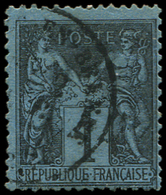 TYPE SAGE -  84    1c. Noir Sur BLEU DE PRUSSE, Obl. Càd, Restauré, Aspect TB - 1876-1878 Sage (Type I)