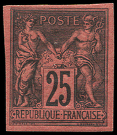 ** TYPE SAGE - **   91b  25c. Noir Sur Rouge, NON DENTELE, TB. Br - 1876-1878 Sage (Type I)