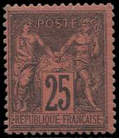 * TYPE SAGE - *    91   25c. Noir Sur Rouge, Gomme Lég. Coulée Mais Très Frais Et Petite Ch., TB. C - 1876-1878 Sage (Type I)
