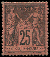 * TYPE SAGE - *    91   25c. Noir Sur Rouge, Bon Centrage, Une Dc Sinon TB - 1876-1878 Sage (Type I)