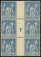 ** TYPE SAGE - **   101  15c. Bleu, BLOC De 6 Mill.7, Bon Centrage, Frais Et TTB/Superbe - 1876-1878 Sage (Type I)