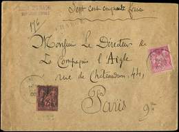 Let TYPE SAGE SUR LETTRES - Let  N°91 + 104 Obl. MORTAGNE 20/5/02 S. Env. CHARGE, TB - 1877-1920: Période Semi Moderne