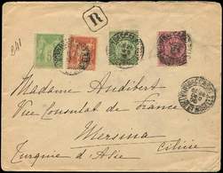 Let TYPE SAGE SUR LETTRES - Let  N°94 + 98 + 102 (2) Obl. BACCARAT 26/12/00 Sur Env. Rec., Arr. Mersina 7/1/01, TB - 1877-1920: Période Semi Moderne