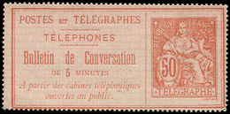(*) TELEPHONE - (*)  Téléphone 9 : 50c. Rouge Sur Rose, TB - Telegramas Y Teléfonos