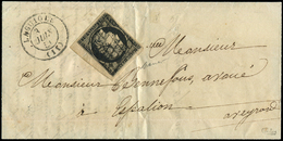 Let OBLITERATIONS PAR DEPARTEMENTS - Let  11/AVEYRON N°3 Bdf, Obl. GRILLE S. LAC, Càd T15 LAGUIOLE 3/6/50, TB. C - 1849-1876: Période Classique